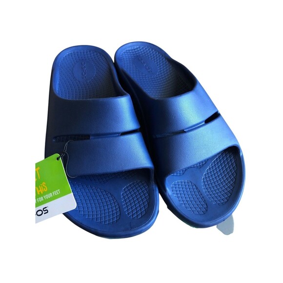 Oofos Ooahh Recovery Sandal Size M7 W9 Unisex Slide Navy Blue Light Comfy Shoe - Picture 2 of 12
